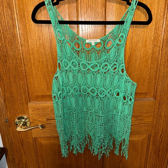 Embroidered Knit Green Beach Tank Cover Up - Picture 3 of 3